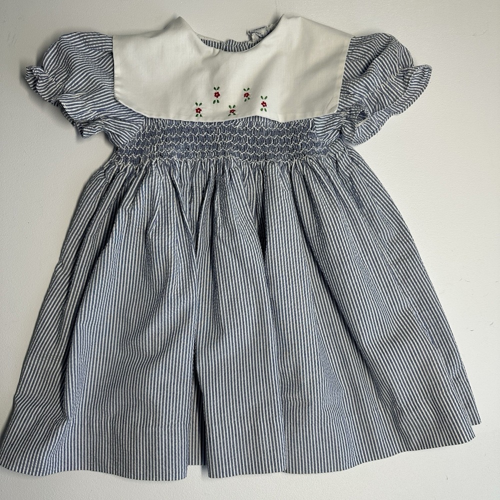 Toddler Friedknit Creations Seersucker Smocked Dress, Sz: 4T